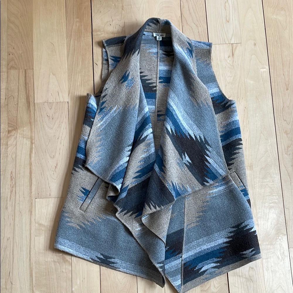 Wool mix Gray and Blue western patterned Vest
